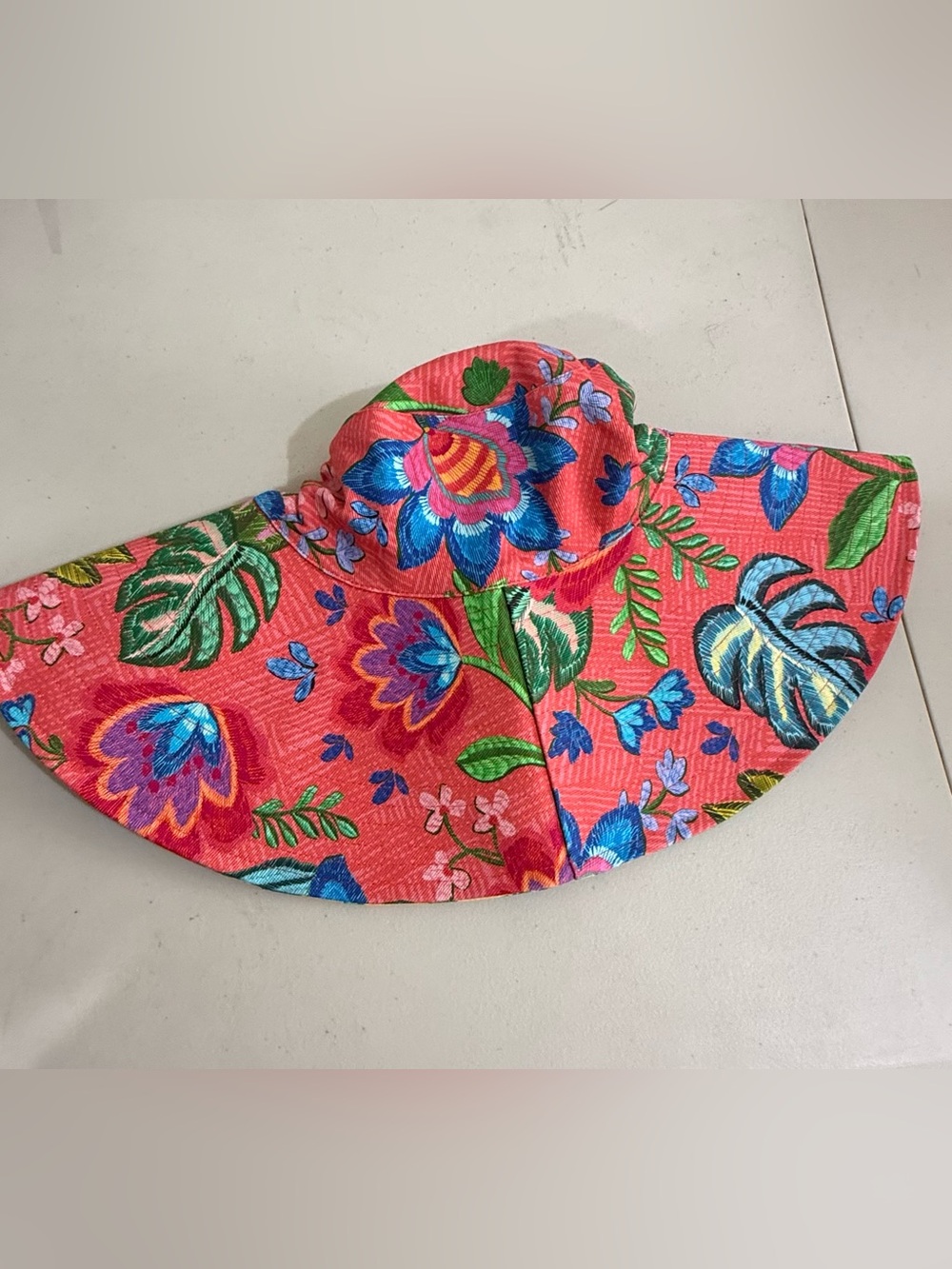 Johnny Was Yellow Floral Sun Hat with Multicolor Blossoms